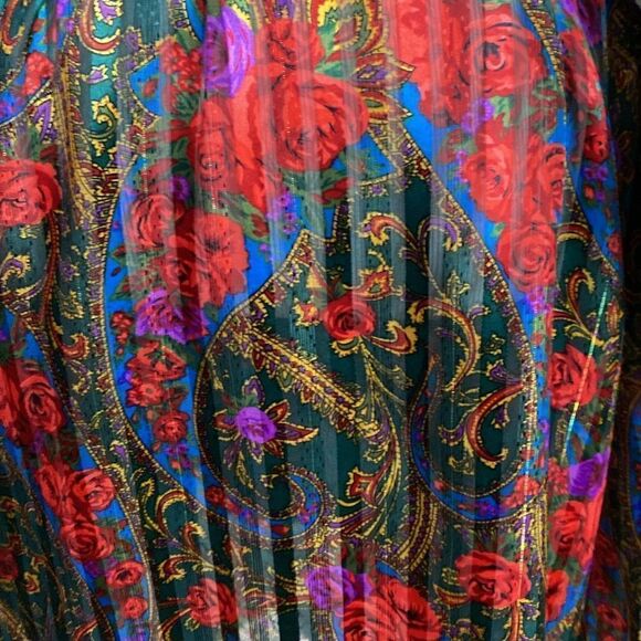 Victorias Secret Vintage Gold Label Satin Semi Sheer Robe Floral - Picture 7 of 10